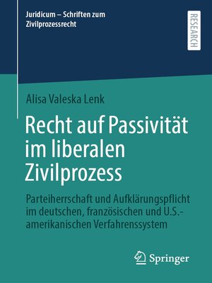 cover image of Recht auf Passivität im liberalen Zivilprozess